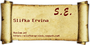 Slifka Ervina névjegykártya